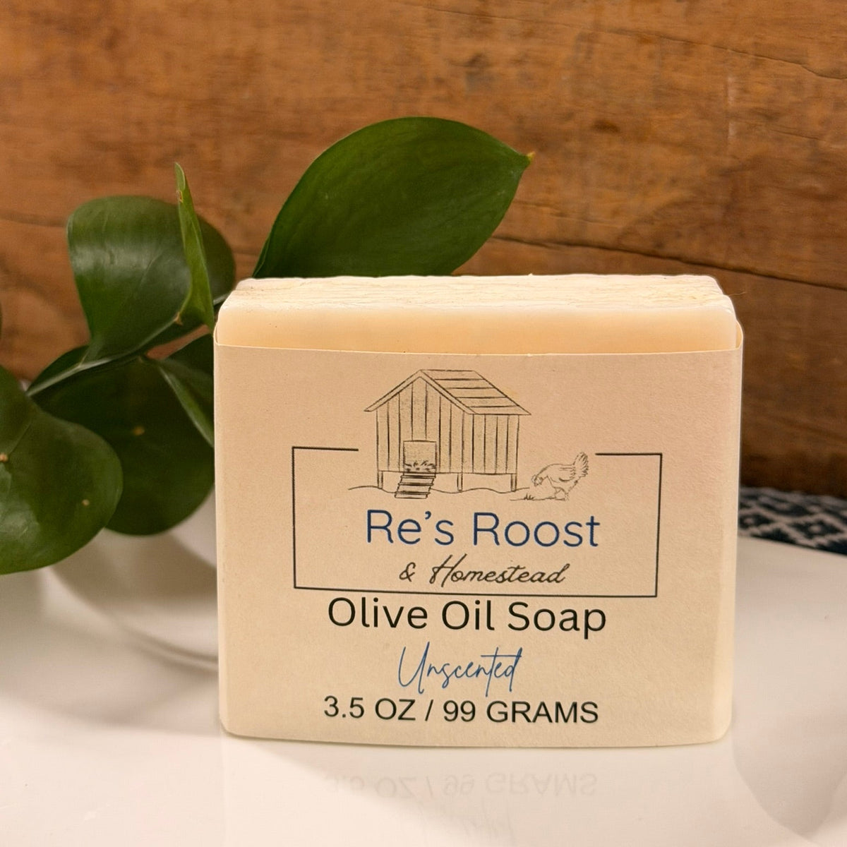 Unscented bar of soap on white dish